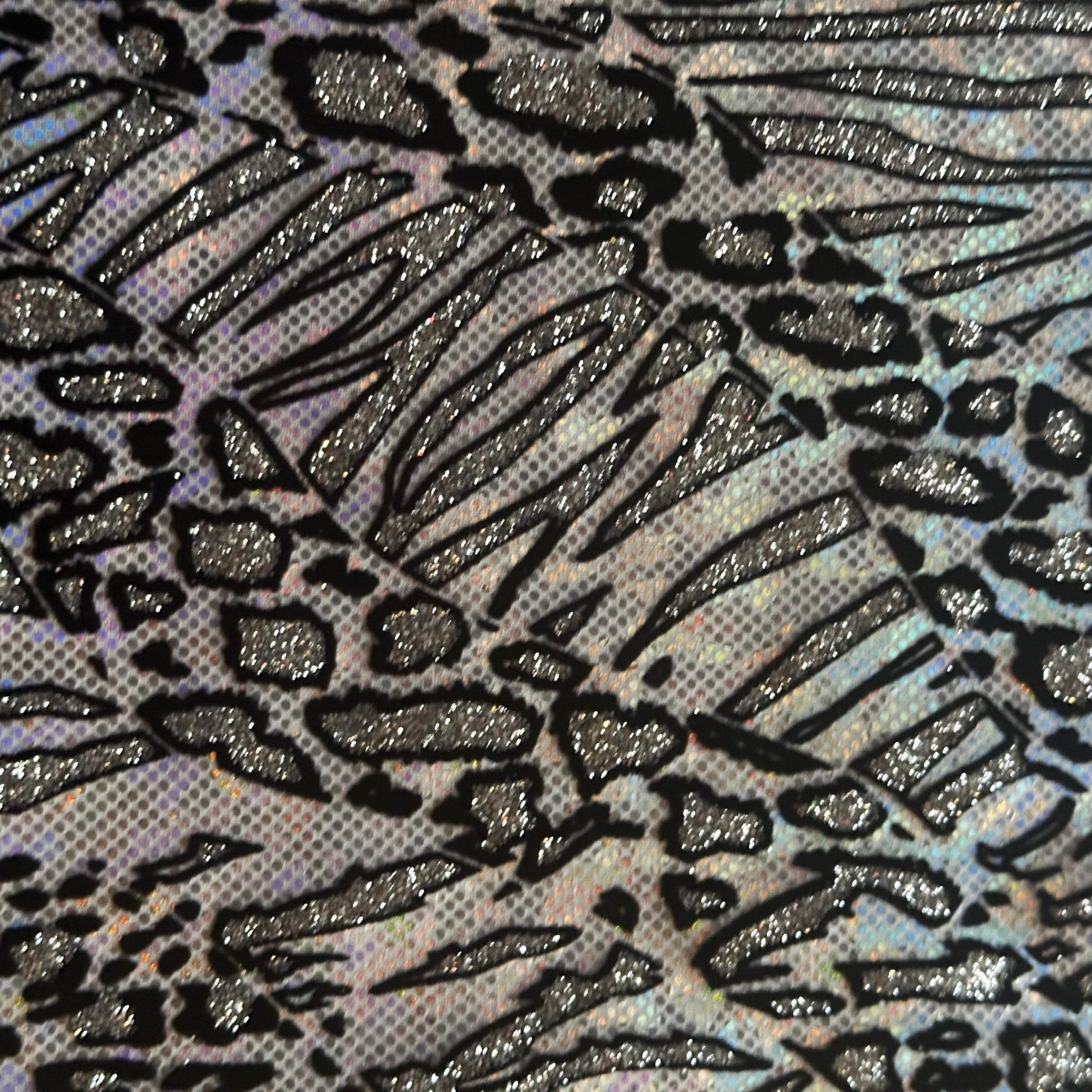 Cheetah Metallic Flocking Hologram Glitter Fabric in Nylon Spandex | Spandex Palace